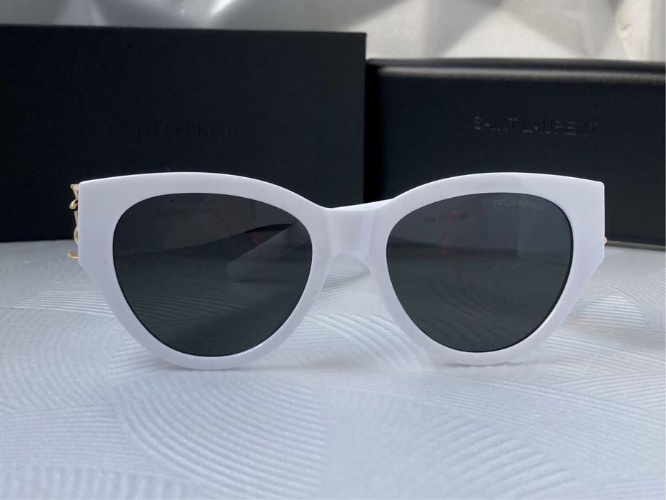 Бели дамски слънчеви очила котка