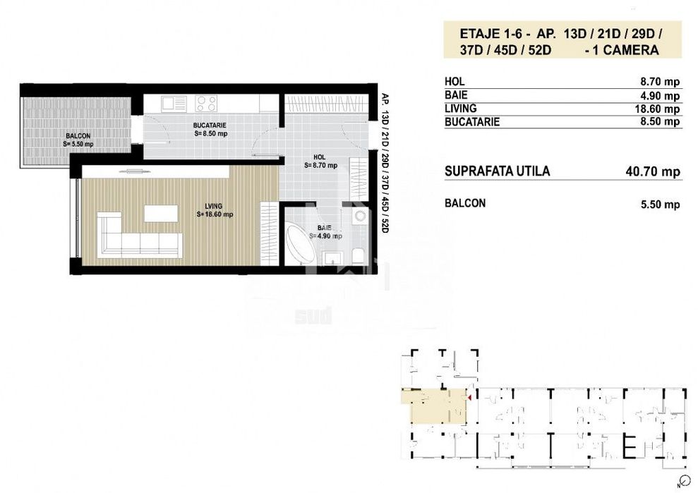 Grand Arena-Postalionului-garsoniera decomandata