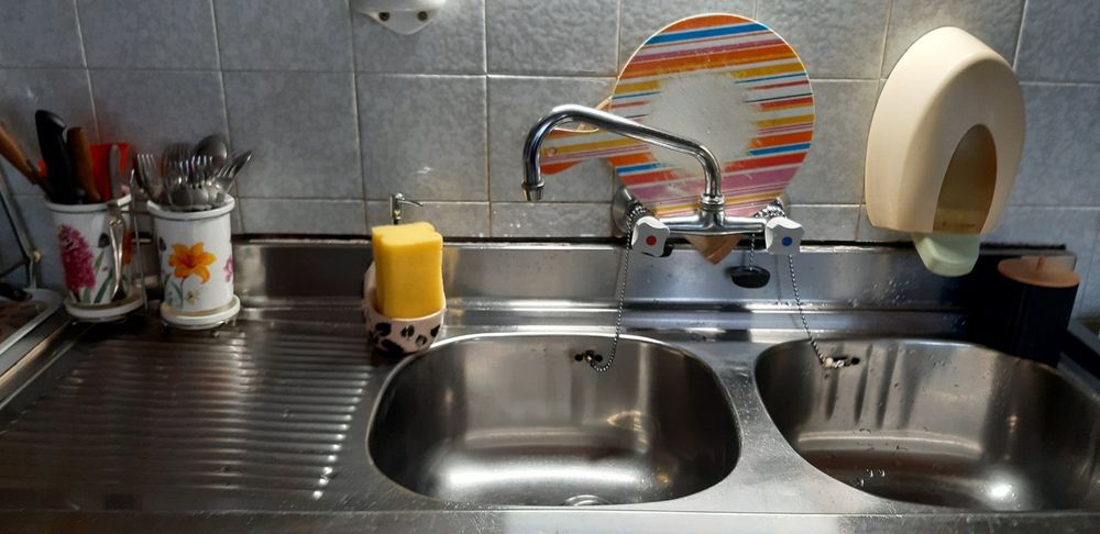 Мивка от алпака с 2 корита и перило