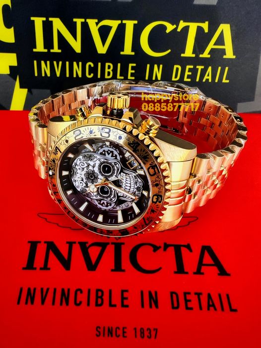 INVICTA Muertos Gold steel 44 mm, Инвикта нов ръчен часовник