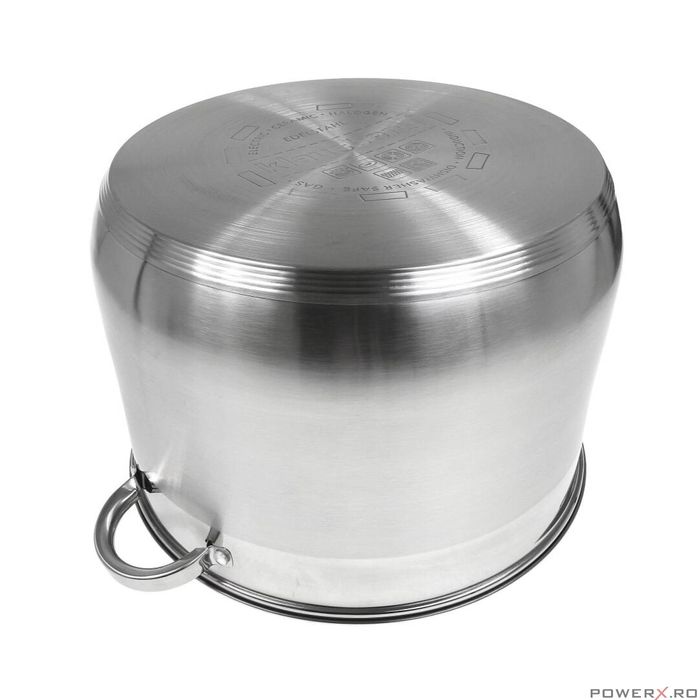 Oala din inox cu capac din sticla, 34cm, fund termic multistrat, 22.4l