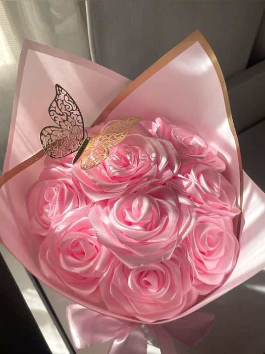 Вечен букет - сатенени рози