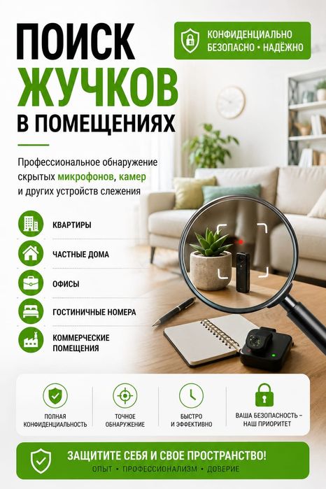 Поиск жучков в помещениях..
