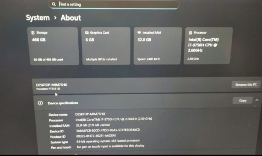Laptop acer predator triton 500 cu geanta transport acer predator