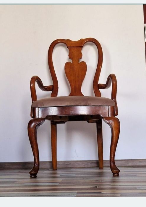 Fotoliu Regal Francez Queen Anne Baroch lemn vintage luxuriant