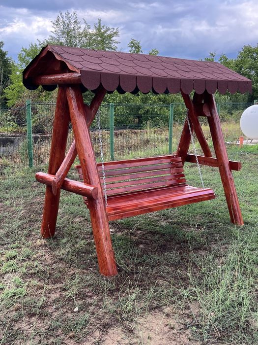 Leagan rustic cu 2 pui pentru copii / balansoar lemn