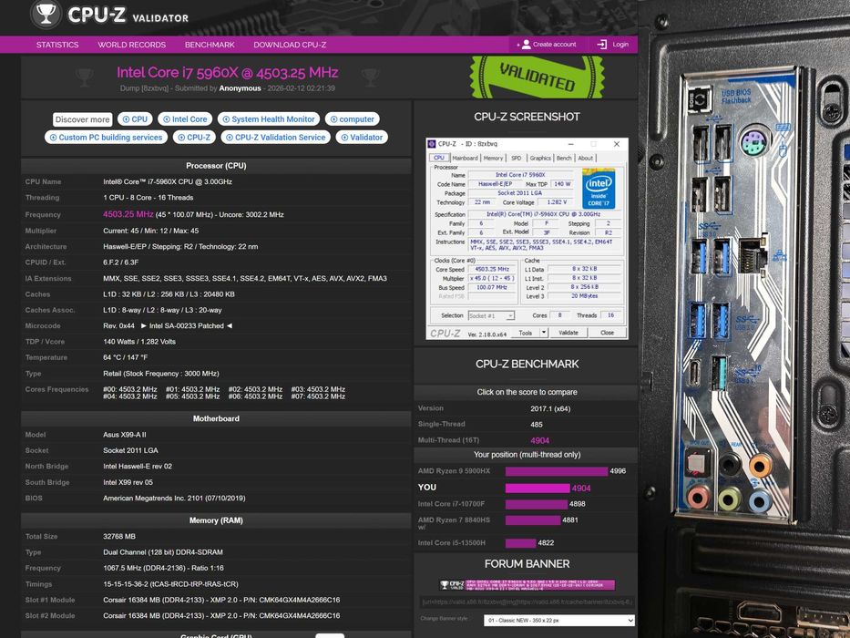PC Gaming /PC AI Workstation X99  i7-5960X RTX 3060 12GB  32GB DDR4