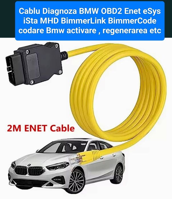 Cablu OBD-ENET / Codare BMW BimmerCode MHD ista eSys Actualizare Hărți