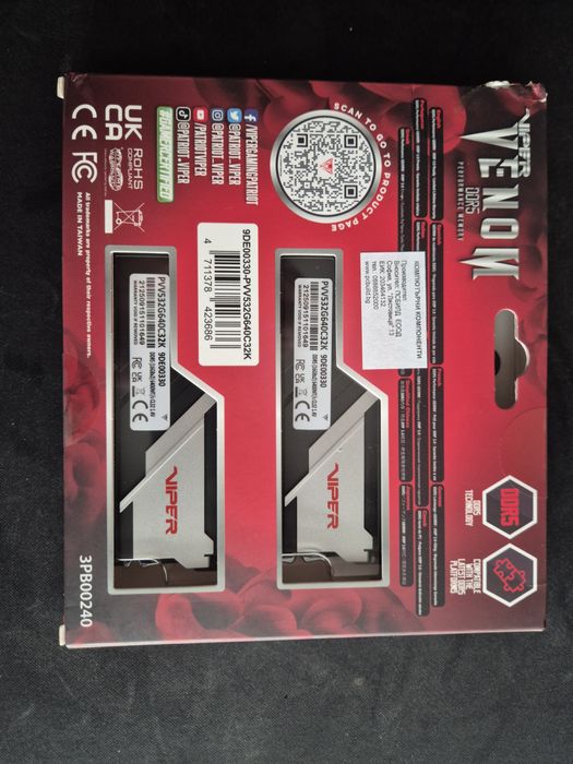 Viper Gaming DDR5 Ram 32gb 6400 MT CL32