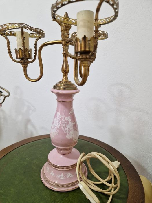 Set vintage italian – 2 veioze + candelabru ceramică pictata manual