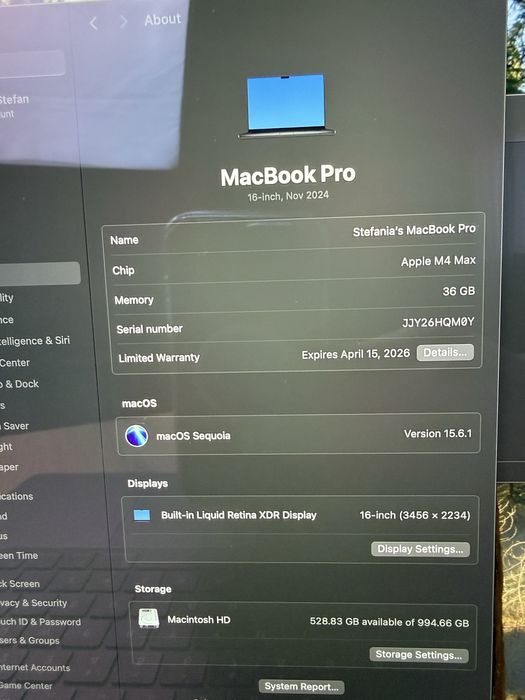 Macbook Pro 16”  M4 Max + Garantia icare+ 2027