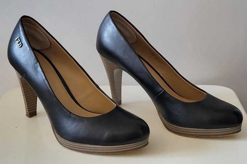 Pantofi negri ocazie Graceland mar 38 toc 10 cm