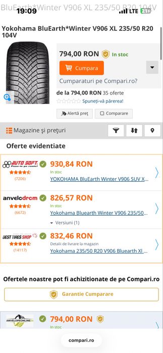 235/50R20 104V Yokohama 2022 7mm aproape noi