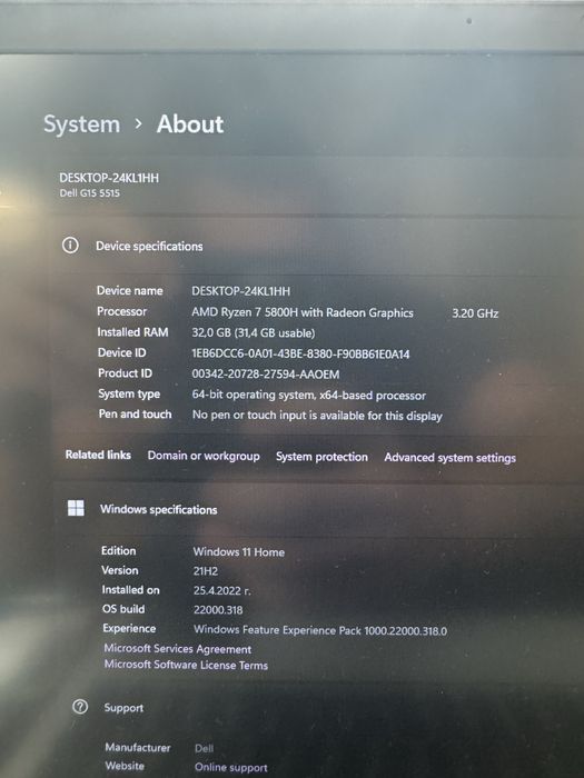 Лаптоп Dell G15 5515