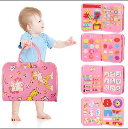 Бизиборд занимателно куфарче книжка Монтесори активна дъска за учене