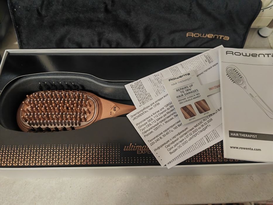 Perie reparatoare ROWENTA Hair Therapist CF9940F0, 165W, Invelis Kerat