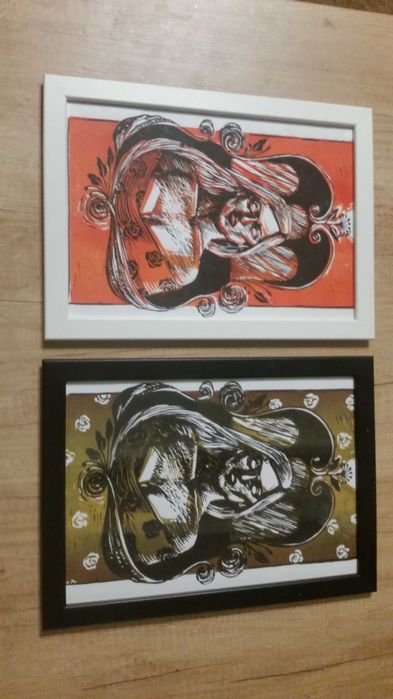 2 картини, рисувани на ръка. С нови рамки със стъкло отпред.