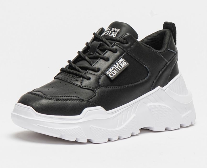 Versace Jeans Couture, обувки с кожа и еко кожа, Черен, 40