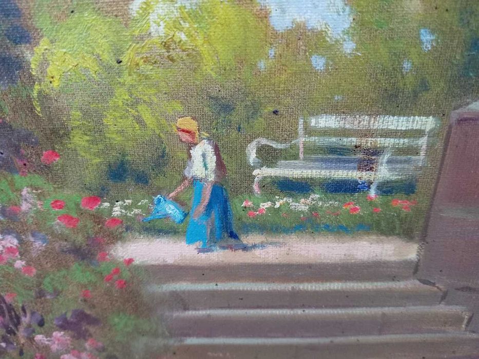 Tablou vechi - peisaj la Mediterana - semnat indescifrabil