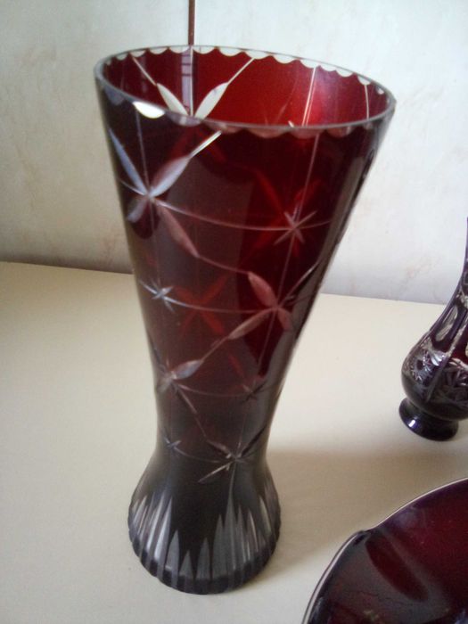 Vand set vaze cristal rosu