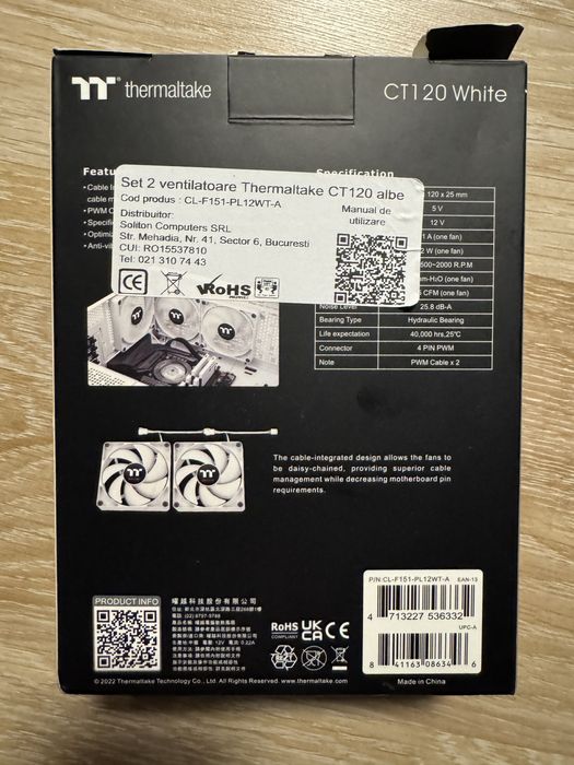 Set 2 ventilatoare Thermaltake CT120 120mm  albe /FARA RGB
