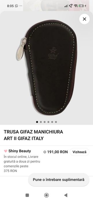 Trusă manichiură Gifaz Italy – nouă, fără etichetă, completă
Aș  chiar de la început:

„Trusă de manichiură Gifaz Italy, completă, nefolosită, în husă