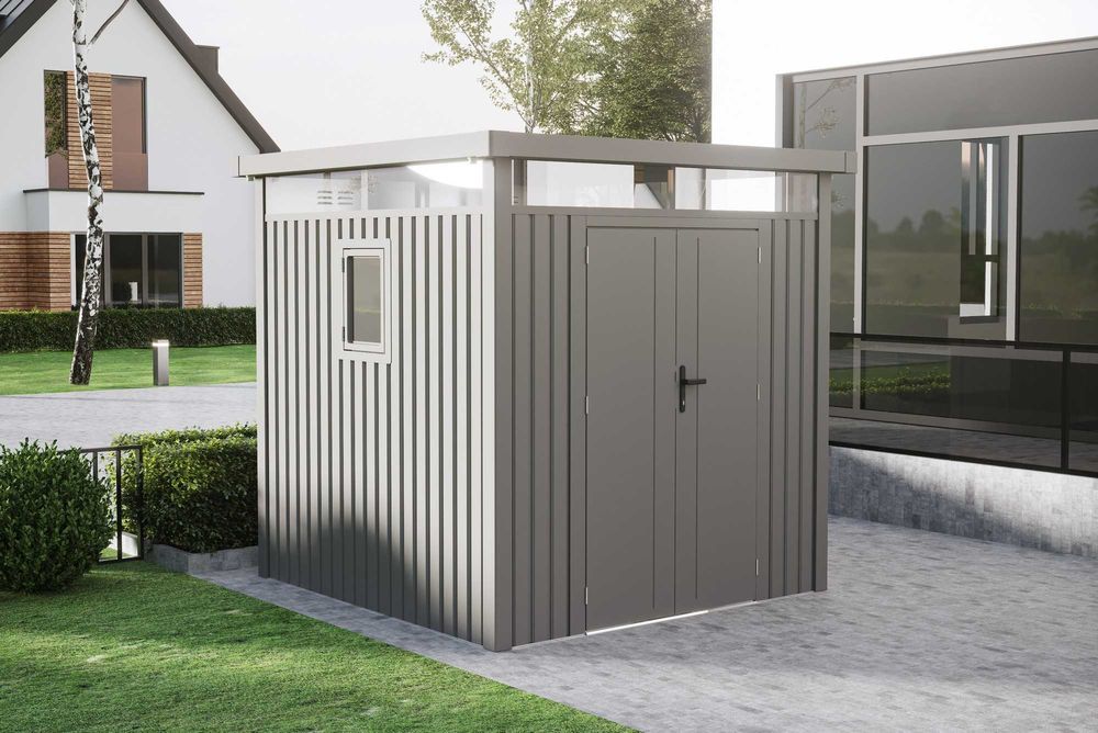 Casuta magazie de gradina 30x230x222 cm, cu fereastra si baza metalica