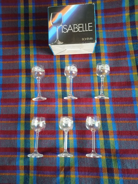 Чешские фужеры,в наборе шесть штук, объем 200 мл , 60 мл,