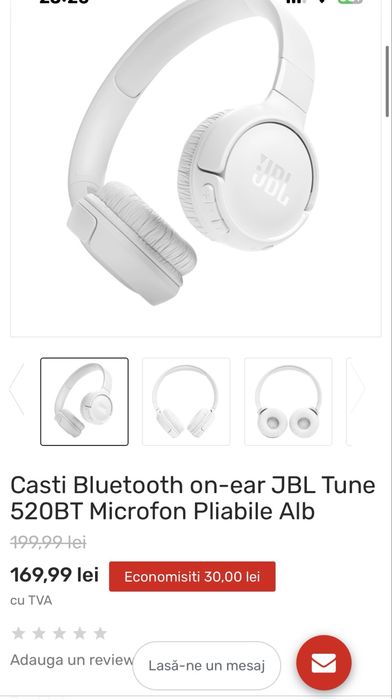 casti JBL on-ear Tune 520BT