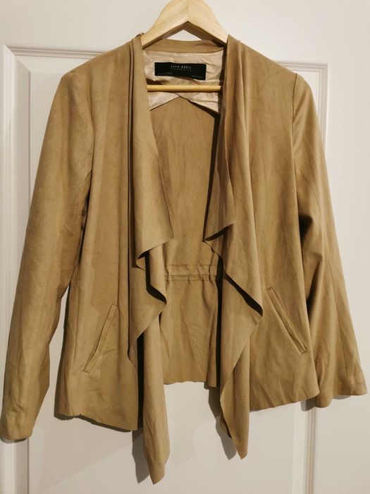 Cardigan ZARA din material tip piele întoarsă sintetica, elastic