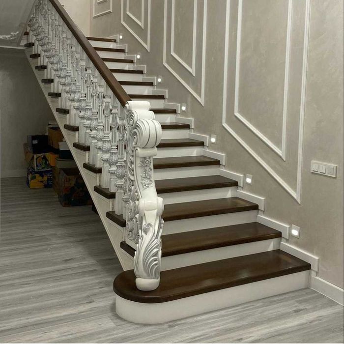 Производство Деревянных лестниц Обшивка лестницы МДФ шпон на заказ mdf ...