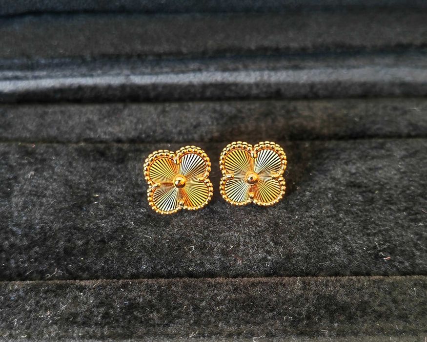 Сребърни обеци със зелен малахит Van Cleef & Arpels Vintage Alhambra