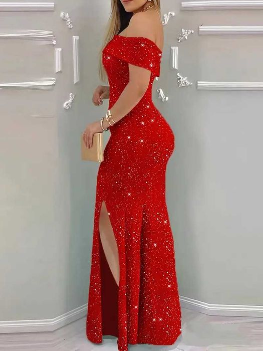 Rochie de petrecere elegantă cu umărul gol pentru femei