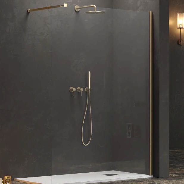 Параван за баня- статичен. Размери 100/h200см.стъкло-8мм, златен мат