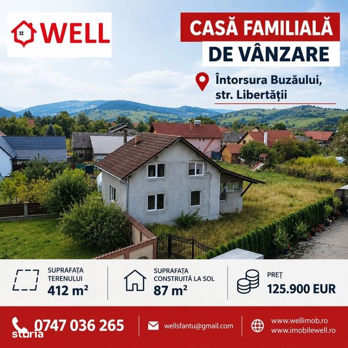 Casă familială de vânzare în orașul Înt. Buzăului, pe str Libertății!