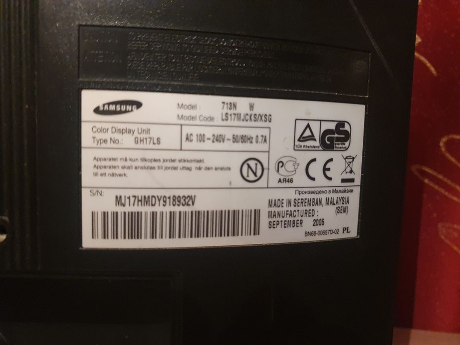 Монитор Samsung syncmaster 713n рабочий