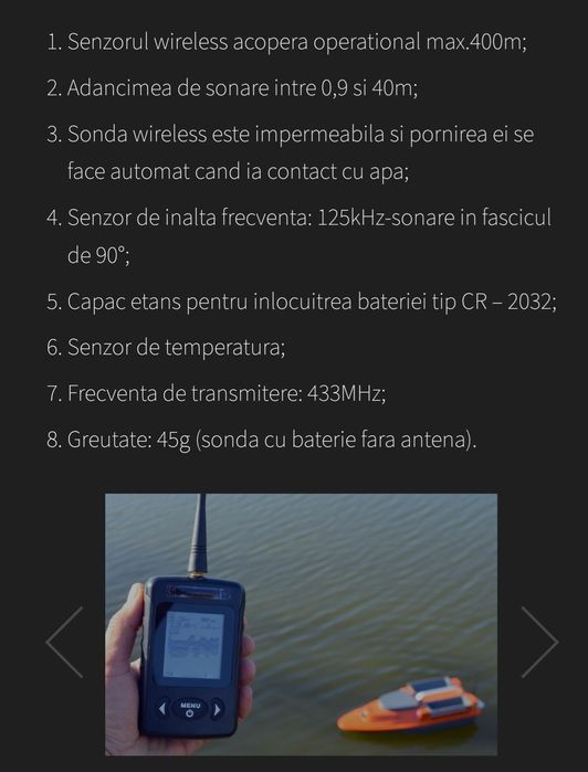 Sonar adaptat pentru navomodel