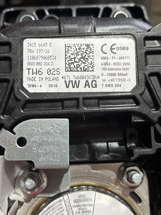 Airbag scaun / Airbag pasager Audi A4 B9 A5 F5 8W