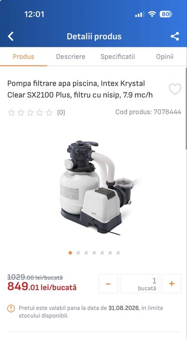 Piscina Intex + pompa nisip 7,9mc