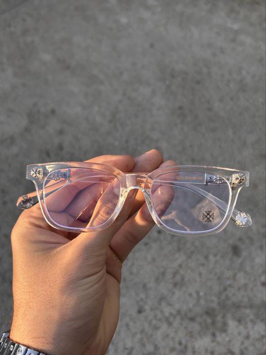 Ochelari Chrome Hearts Transparenti Unisex cu detalii metalice argintii in forma de cruce,stil gotic,streetwear