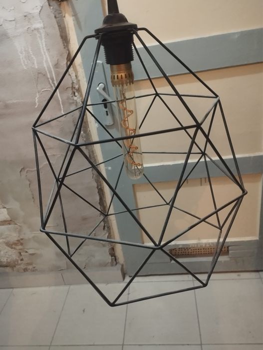 Lustra cu abajur din otel negru 4 bucati