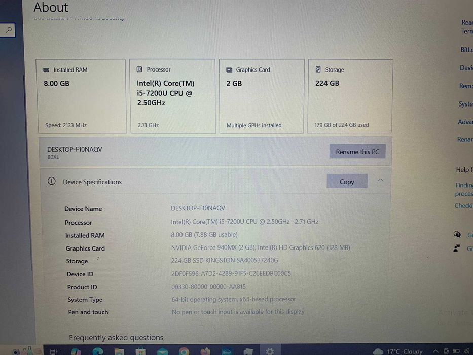 Lenovo ideaPad 320 intel i5 GeForce 2GB