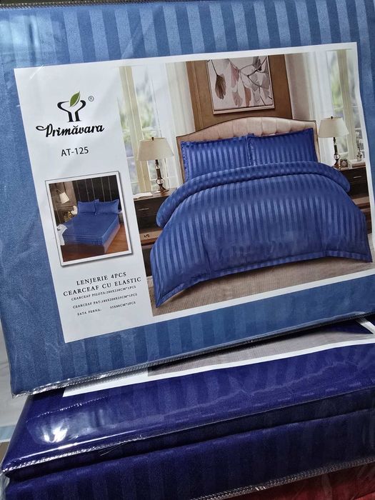 Спални комплекти 4 части  от памучен сатен райе от мсмпердета.бг