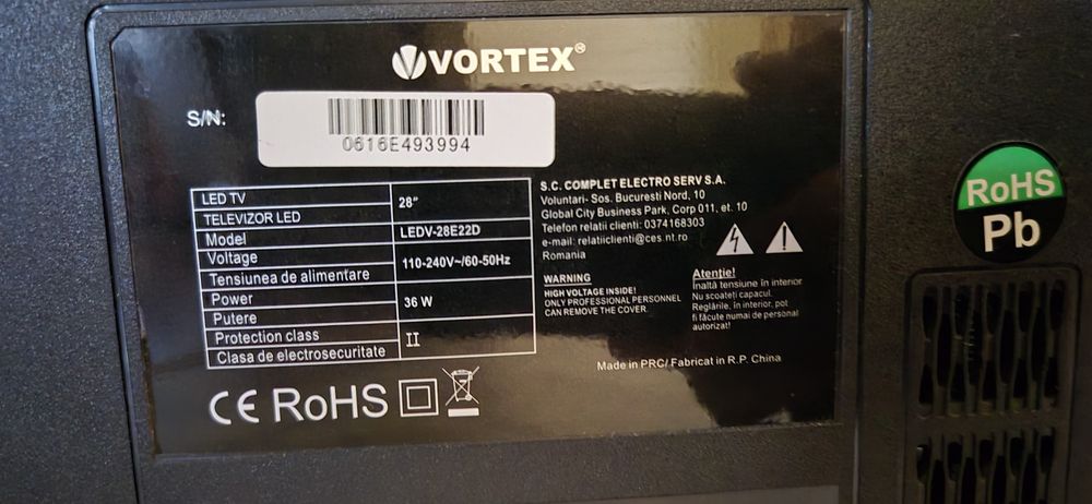 Televizor LED Vortex 28" (71 cm) – Model LEDV-28E22D