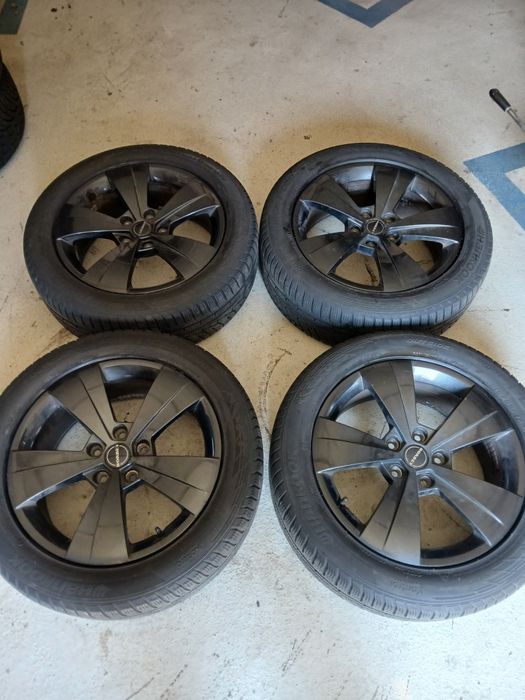 Jante aliaj R17,  5x112 , 6.5Jx17H2 , ET41 , Butuc 57,1 echipate cu anvelope iarnă 215/55/R17 Hankook Dot 2017
