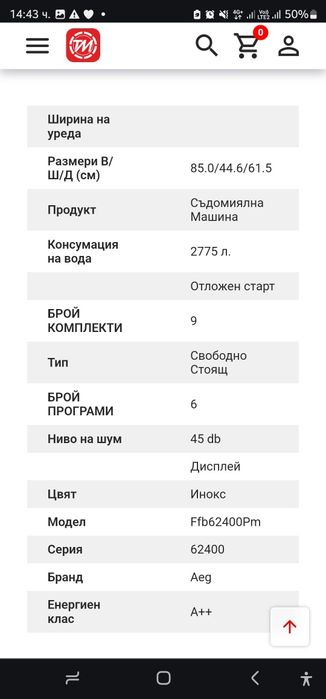 Съдомиална AEG Безупречно състояние
