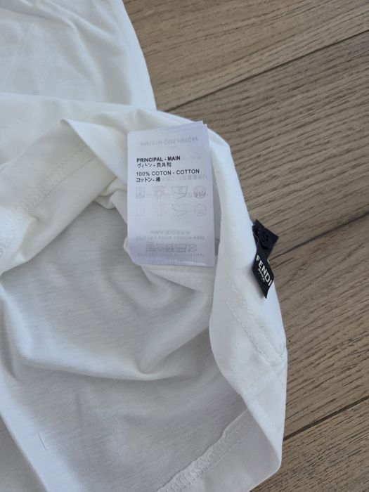 Tricou alb cu logo brodat model Fendi
