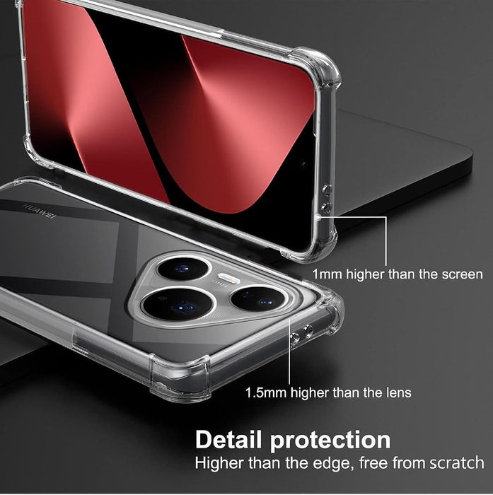 Прозрачен силиконов удароустойчив кейс за huawei pura 80