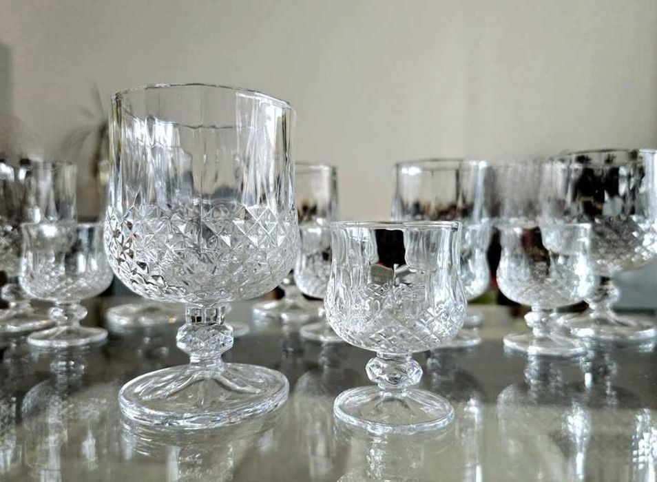 Нови! Комплект кристални чаши за вино и уиски или ракия