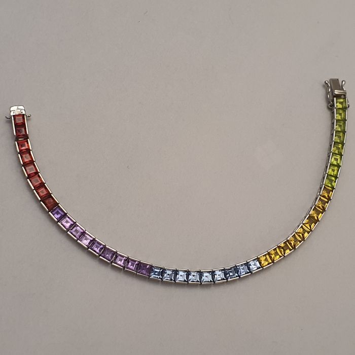 splendida bratara tennis aur 14k cu mix de pietre naturale